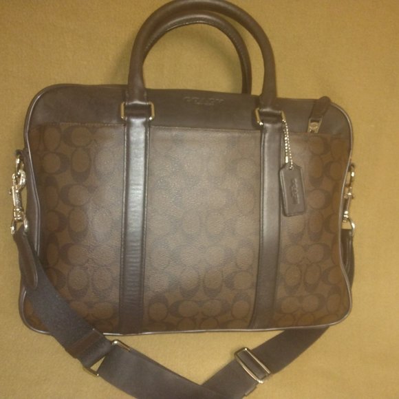 ❤️COACH Perry Slim Laptop Briefcase Bag + Shoulder Strap and Dustbag - Picture 1 of 8